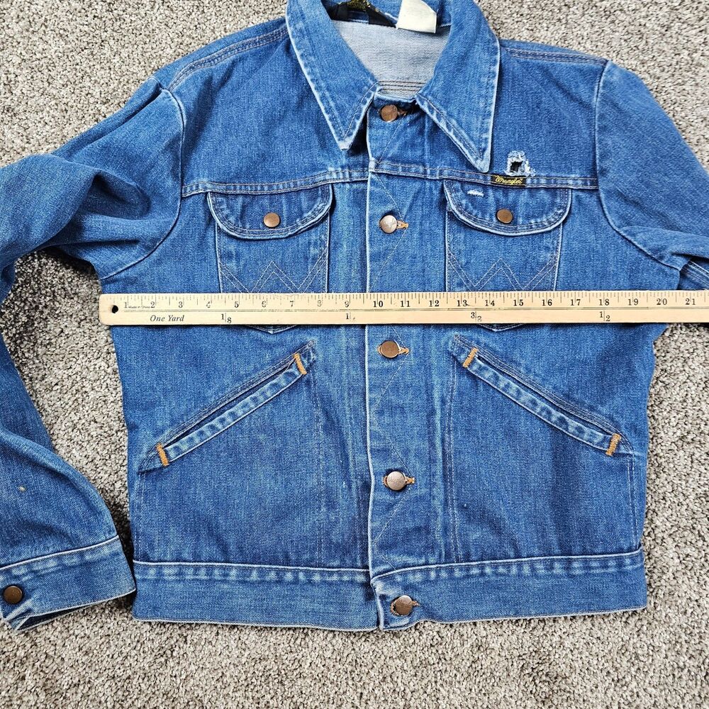 Vintage Wrangler Jacket Mens Small 126NV No Fault Denim Jean 1970s Distress USA - Picture 8 of 12